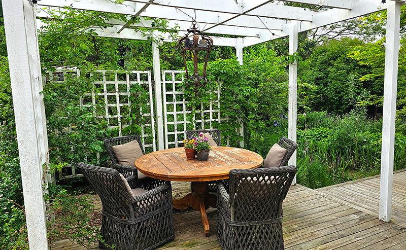 Frukost i trädgården på Villa Kämparo B&B